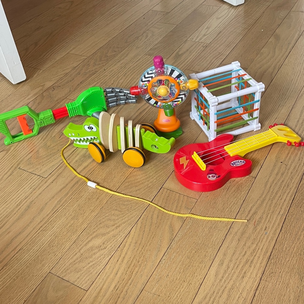 Red Kids Toy Guitar - Bright Play Instrument